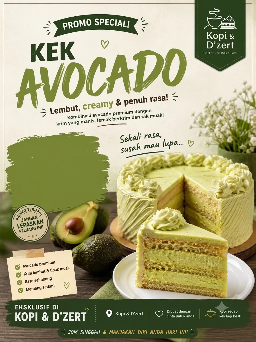 Avocado Cake at Kopi & D'zert
