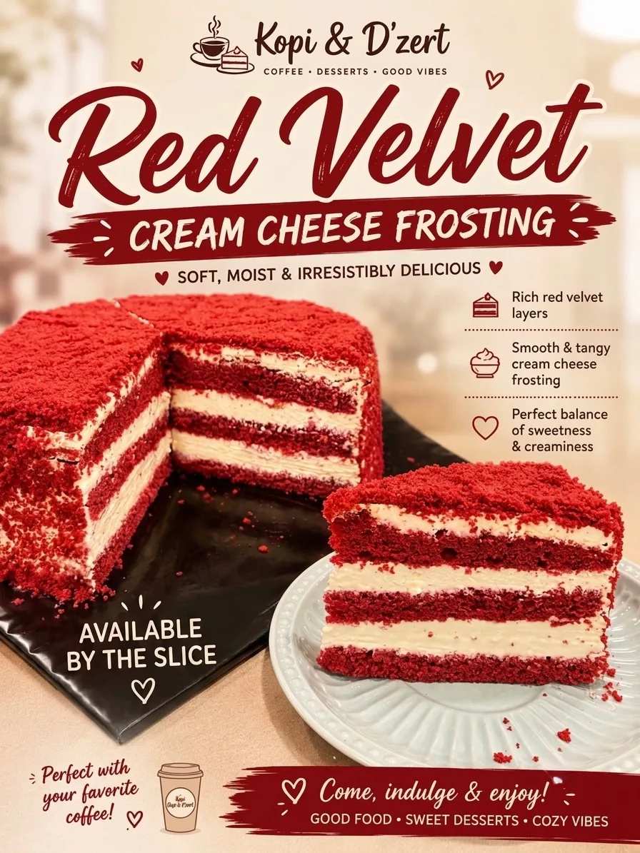 Red Velvet Cream Cheese cake at Kopi & D'zert