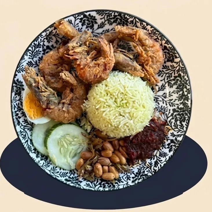 Nasi Lemak Udang Crispy at Kopi & D'zert